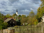 Blick von der Dresdner Stra�e zur Kirche, Pretzschendorf